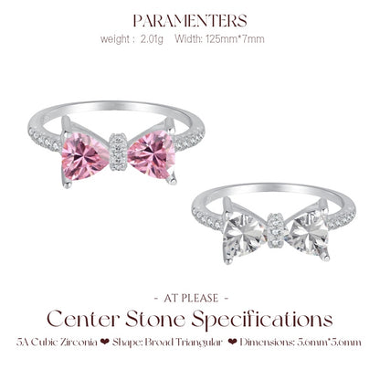 Runaway Princess Schleife CZ Ring aus 925er Sterlingsilber – Zartes Diamant-Design