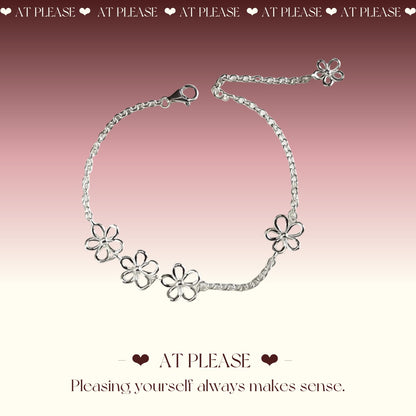 925 Silber Blumen Durchbrochenes Armband – Ätherischer Minimalistischer Charm