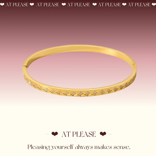 Narrow 18K Gold Plated Stainless Steel Bangle with Diamond Accents – Geometric Clasp Euro Design