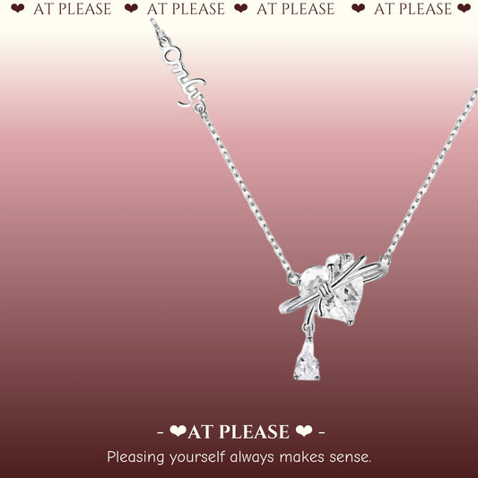 S925 Sterling Silver "Only You" Zircon Heart With Bow Pendant Necklace | Crushing Jewelry