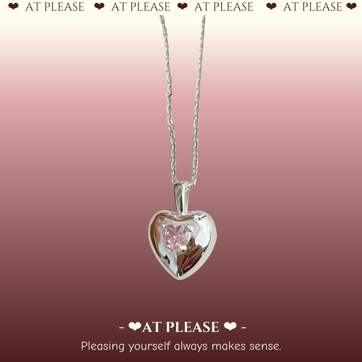 Korean Minimalist Heart Choker - S925 Sterling Silver Necklace with Pink Zircon Pendant