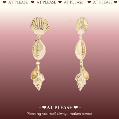 S925 Silver Niche Long Shell Ocean Style Elegant Earrings - Holiday Luxury -18k Gold