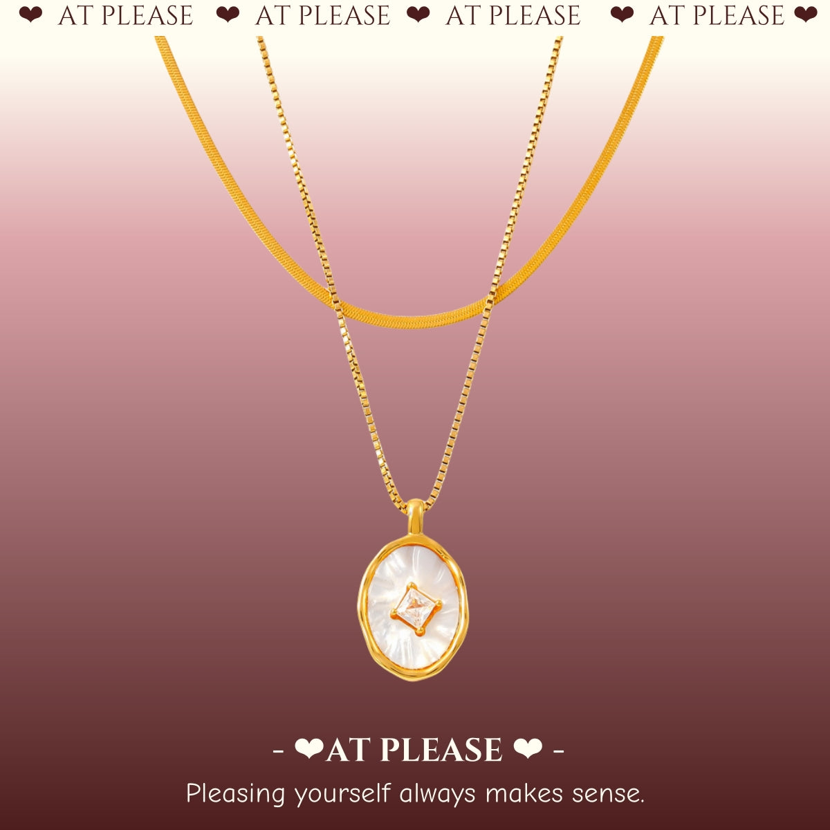 French Retro Oval Fritillary Pendant Necklace Setting - 18k Gold Plated Titanium Steel Layered Choker with Zircon Accents