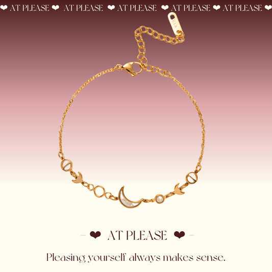 Minimalist crescent moon bracelet in 18K gold plated stainless steel