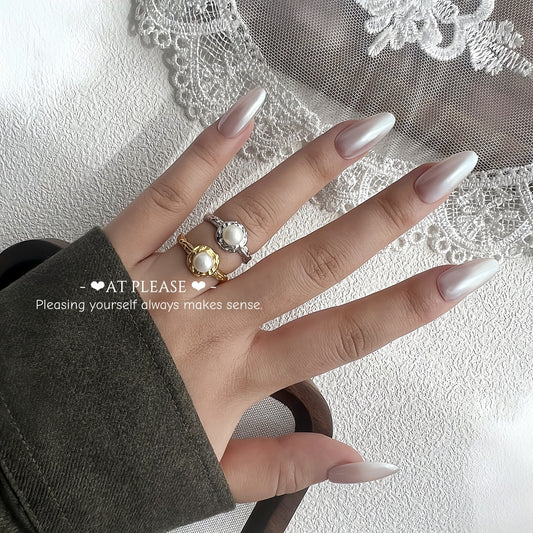 S925 Sterling Silber Ring mit natürlicher Hochglanzperle, perfekt rund