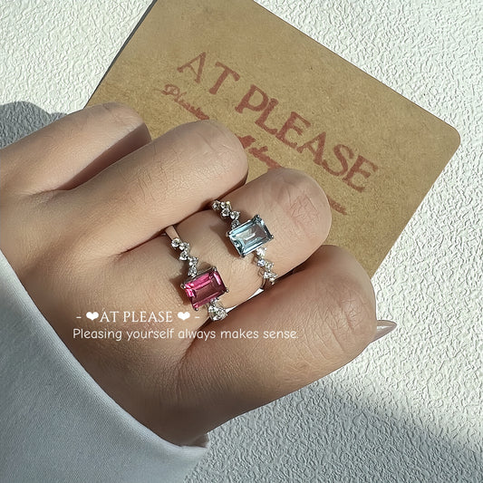 925 Silber Blauer &amp; Rosa Topas Ring – Freundschaftsschmuck CZ