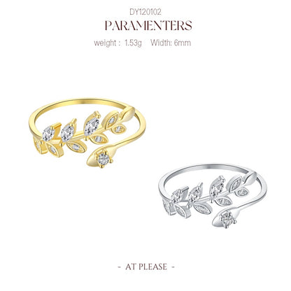 S925 Sterling Zirkon Marquise Blatt Ring | Öko-Schmuck für Naturliebhaber