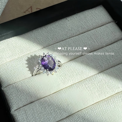 Ovaler Ring aus S925-Silber mit Amethyst | Steigerung der Intelligenz und der kognitiven Fähigkeiten