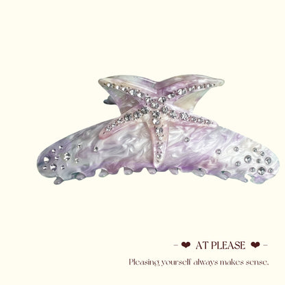 Haarspange aus Acetat mit Seestern-Strass und rosa-lila Farbverlauf