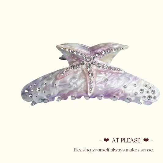 Haarspange aus Acetat mit Seestern-Strass und rosa-lila Farbverlauf