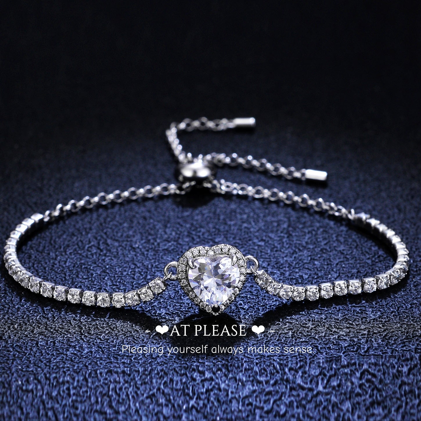 Moissanite heart bracelet with minimalist silver setting