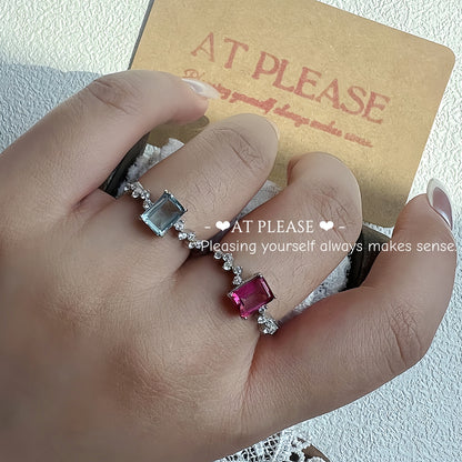 925 Silber Blauer &amp; Rosa Topas Ring – Freundschaftsschmuck CZ