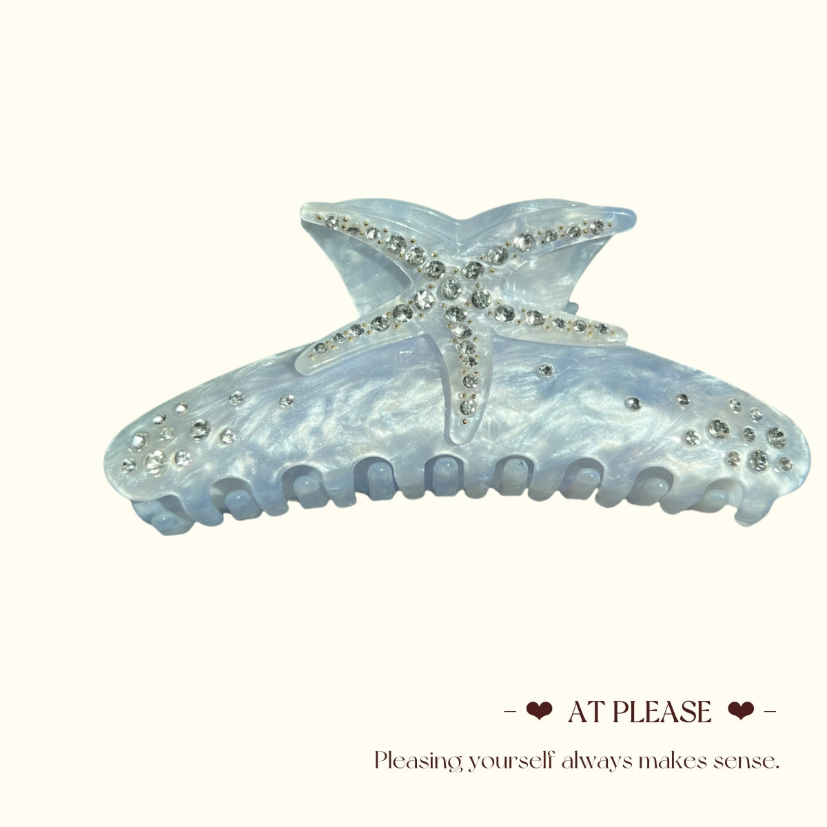 Acetate Starfish Rhinestone Hair Clip with Light-Blue Gradient |Summer Beach Party Accessories