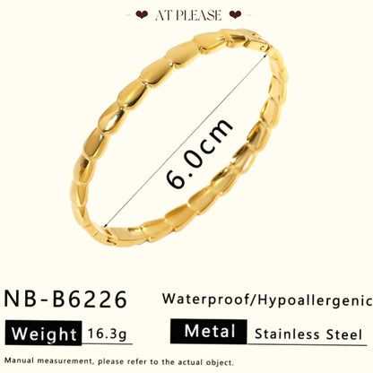 18K Gold plating Stainless Steel Stackable Bangle Bracelet - Minimalist Layering Jewelry