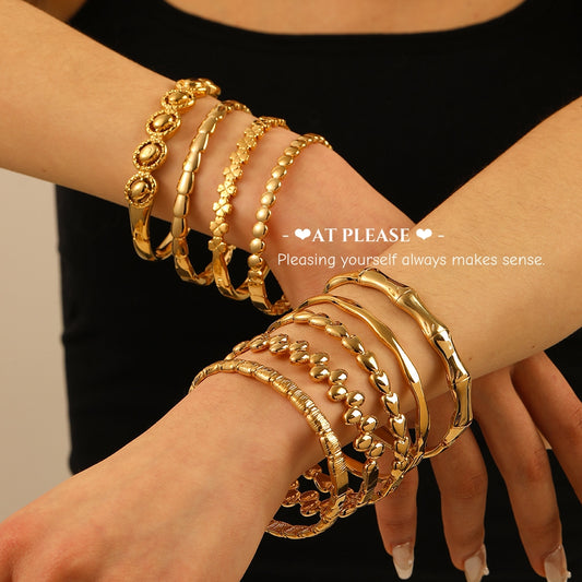 Stapelbarer Armreif aus 18 Karat vergoldetem Edelstahl – minimalistischer Layering-Schmuck