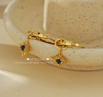 Vintage Style Sapphire-studded Star Pendant p Earrings  - Fashionable Light Luxury