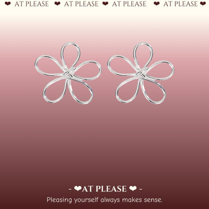 S925 Sterling Silver Large Flower Minimalist Earrings - Korean-Style Ins Niche Design