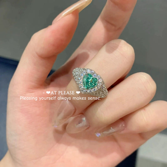 Herzring aus 925er Sterlingsilber mit Paraíba-Turmalin – Farbwechselnder Luxusschmuck