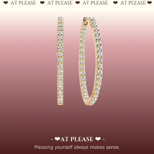 S925 Sterling Silver Large Huggies Earring - Paved with Diamonds and 18k Gold - Luxury Light Fashion