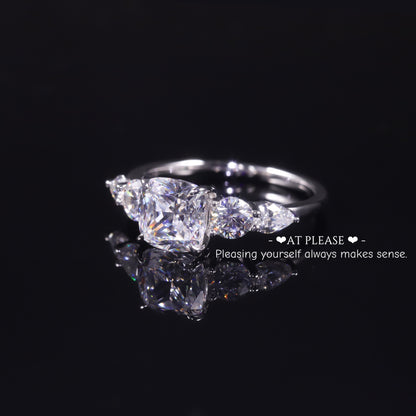 S925 Sterling Silber 2,0 ct. Moissanit Ring | Kissenschliff | Luxusschmuck - Ehering
