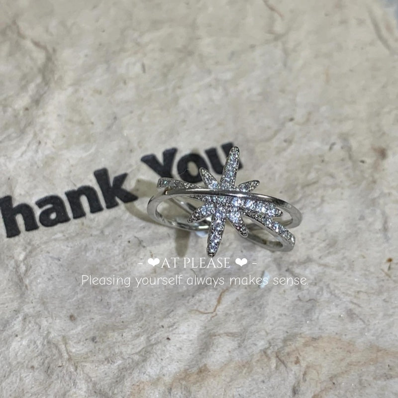 S925  Sterling Silver Octagram Celestial Minimalist Ring