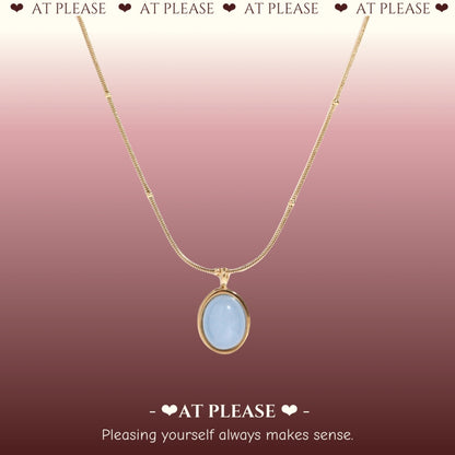 Aquamarine Galactic Tide Necklace - 18K Gold Plated Stainless Steel Celestial Jewelry with Aquamarine