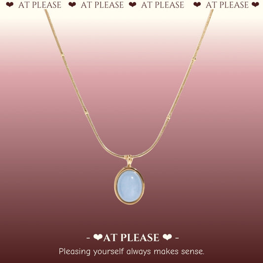Aquamarine Galactic Tide Necklace - 18K Gold Plated Stainless Steel Celestial Jewelry with Aquamarine