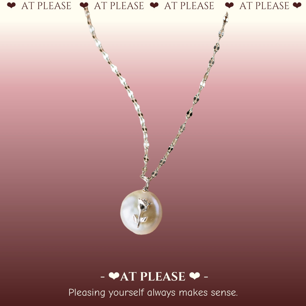 Baroque Pearl Rose Necklace - S925 Sterling Silver Niche Jewelry with Organic Charm