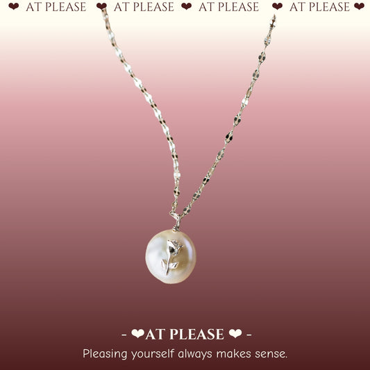 Baroque Pearl Rose Necklace - S925 Sterling Silver Niche Jewelry with Organic Charm