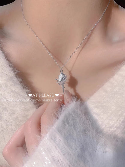 Seaside Serenity Necklace - S925 Sterling Silver Conch Shell Pendant Bohemian Beach Jewelry
