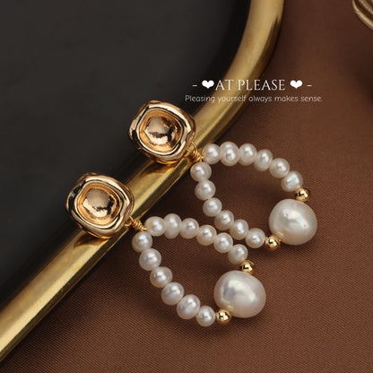 Natural Freshwater Pearl Baroque Chandelier Earrings - S925 Silver Pin  Hypoallergenic