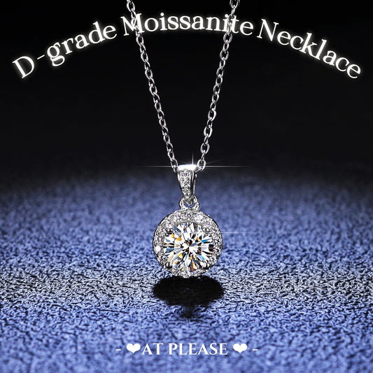 S925 Sterling Silver 1 Carat Moissanite Pendant Necklace for Women - Elegant Dazzling Jewelry