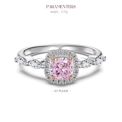 S925 Sterling Silber Rosa 8A CZ Ring | Prinzessschliff | Hochwertige, vielseitige Hochzeit