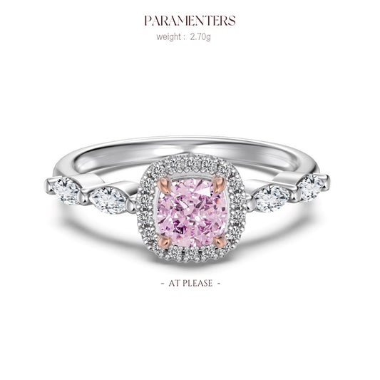 S925 Sterling Silber Rosa 8A CZ Ring | Prinzessschliff | Hochwertige, vielseitige Hochzeit