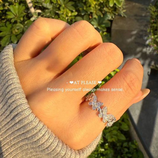 925 Sterling Silber Einzigartiger Schmetterlings-Zirkonring – Exklusiver Boutique-Schmuck