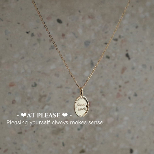 Good Luck Manifestation Necklace - S925 Sterling Silver Oval Pendant with Engraving