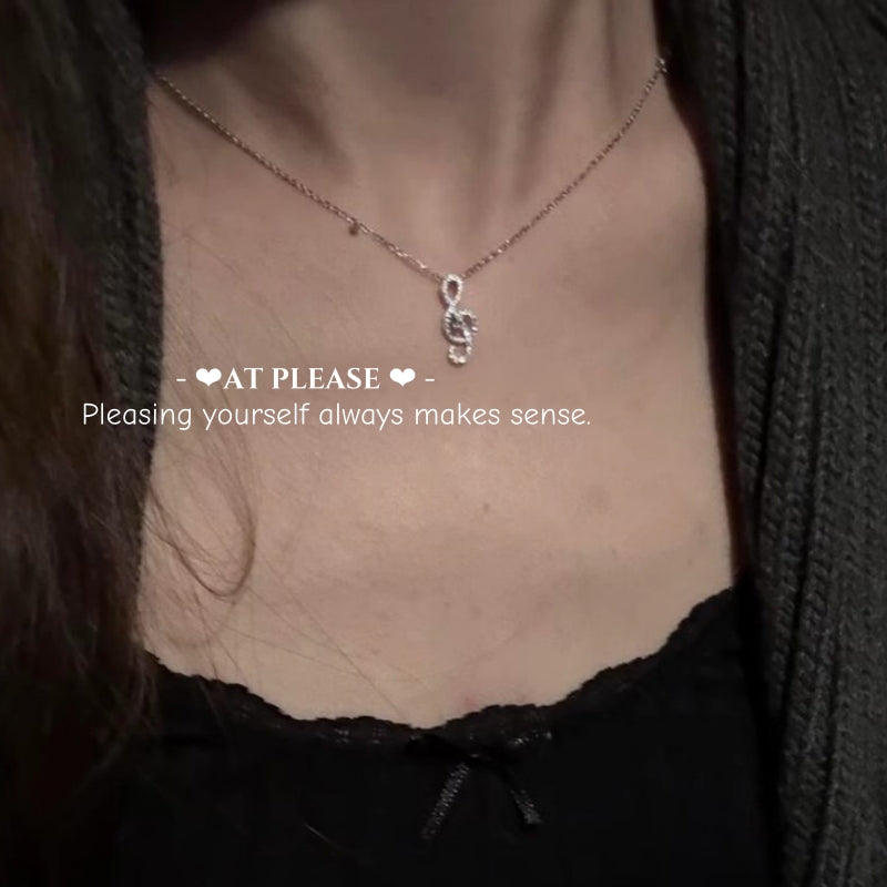 Eternal Melody Necklace - S925 Sterling Silver Music Note Pendant with Diamond Accents