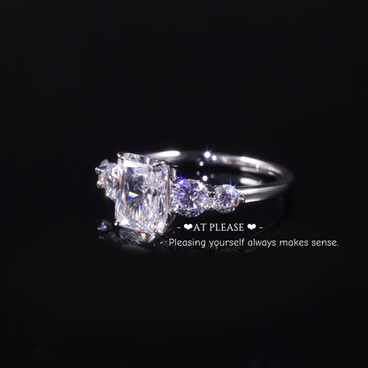 S925 Sterling Silber 2,0 ct. Moissanit Ring | Radiantschliff | Luxusschmuck - Ehering
