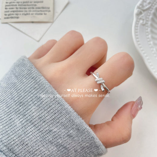 S925 Sterling Silber Vintage Einzelknoten Kristall Ring