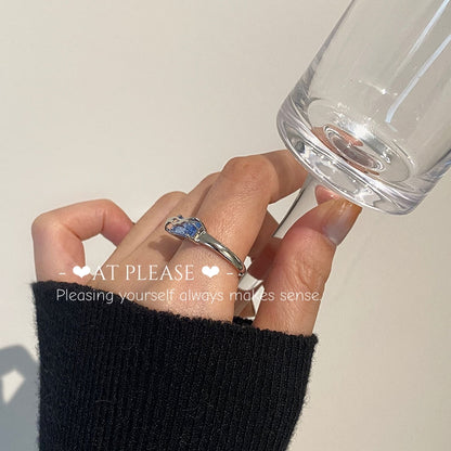S925 Sterling Silber Modischer unregelmäßiger Wellen-Quadrat-Kristallring