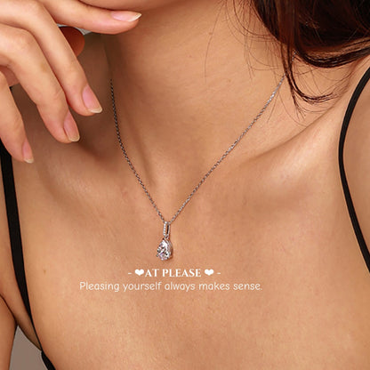 French-Inspired Wedding Necklace – S925 Sterling Silver Teardrop Pendant with 5A Zirconia, Dainty Collarbone Chain for Brides