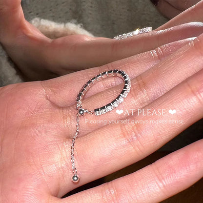 Verstellbarer Ring aus S925 Sterlingsilber mit quadratischem Diamanten – Minimalistischer Luxus