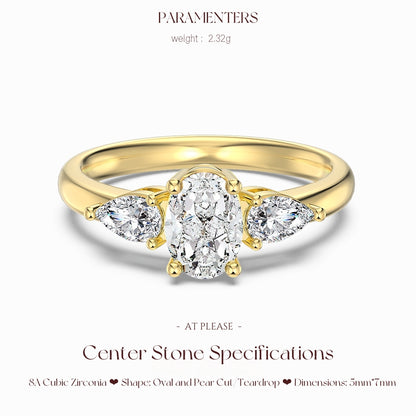 925 Sterling Silber Pariser Eleganz Dreifach-Steinring | Brillantschliff-Schmuck