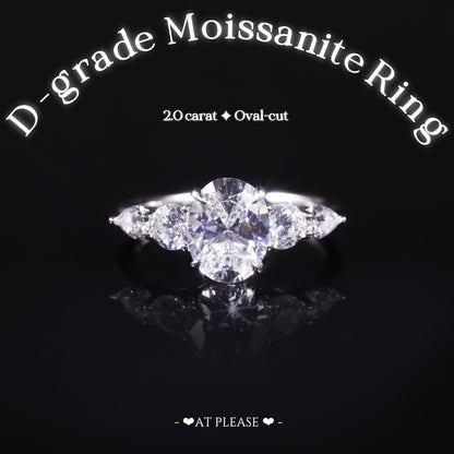 S925 Sterling Silber 2,0 ct. Moissanit Ring | Ovalschliff | Luxusschmuck - Ehering