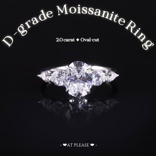 S925 Sterling Silber 2,0 ct. Moissanit Ring | Ovalschliff | Luxusschmuck - Ehering