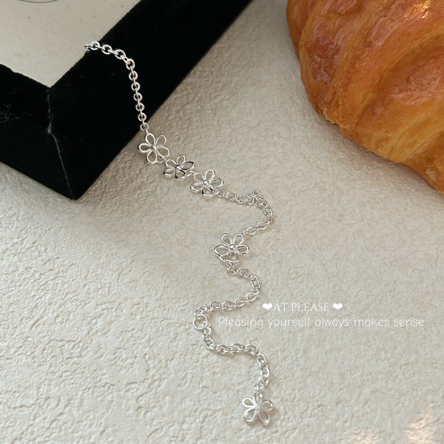 925 Silber Blumen Durchbrochenes Armband – Ätherischer Minimalistischer Charm