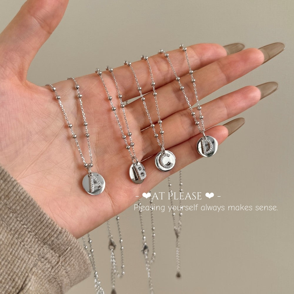 S925 Sterling Silver Alphabet Necklace – Dainty Initial Pendant Collarbone Chain for Women, Minimalist Daily Jewelry