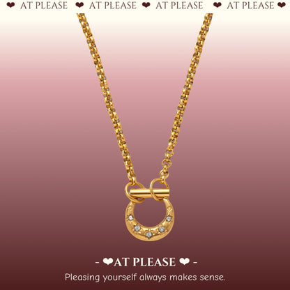 Stainless Steel Horseshoe with Zircon Pendant Necklace - Basic Jewelry for Interchangeable Charms