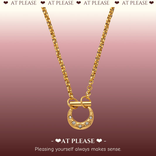Stainless Steel Horseshoe with Zircon Pendant Necklace - Basic Jewelry for Interchangeable Charms