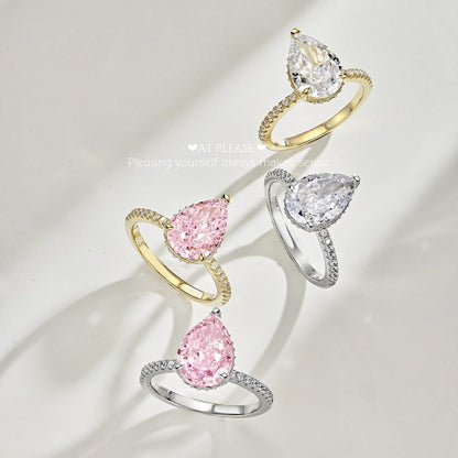 Ehering aus 925er Sterlingsilber mit Birnenschliff | Luxuriöser Basic-Schmuck für Bräute